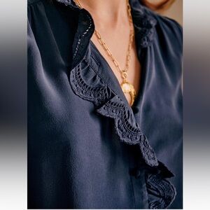 Sezane Chlo Shirt Marine. - Size 36